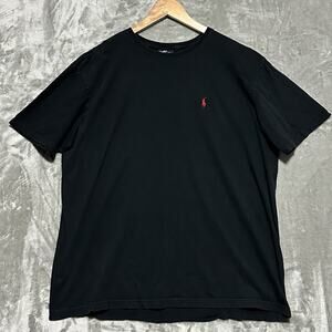 Vintage Polo Ralph Lauren T Shirt Mens Size L Black Red Crewneck Cotton Preppy